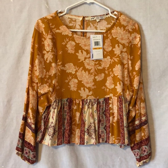Jolt Tops - Jolt Boho style shirt Size S, NWT